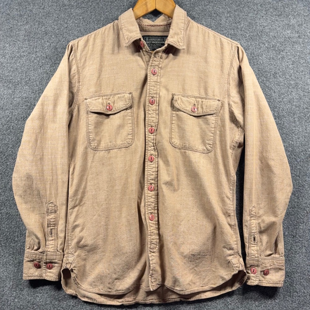 Obey Propaganda Shirt Mens Small Chambray Long Sleeve All‎ City Worldwide Posse